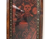 19th C American Skull Tapestry Fraternal IOOF Odd Fellows Masonic Folk Art Quilt Esoteric Antique