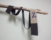 Vintage 60s "H" Initial Monogramed Necktie, Rayon Knit Mens Tie, Flat Bottom, Mid Century Modern