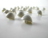 Vintage Mod White Buttons - 30 Piece Lot - Mid-Century Modern Shanks - Futuristic Mushroom Caps - Free Domestic Shipping