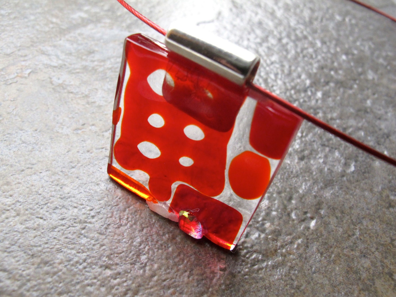 Red Bordo Hand-Made Fused Glass Choker FREE SHIPPING UNTIL 2/14