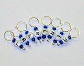 Stitch Markers SUPER SALE Small Ring SnagFree Letter L and R Set of 8 with Blue Accent