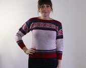 80s intarsia sweater / Fairisle sweater / Winter ski sweater