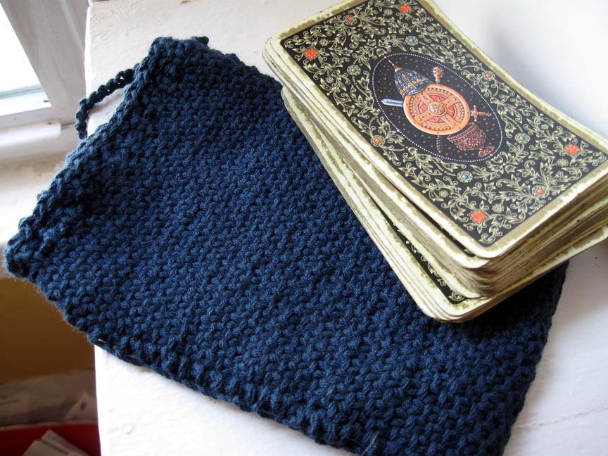 Rustic knit drawstring tarot bag.  Simple cotton blend to hold your divination tools