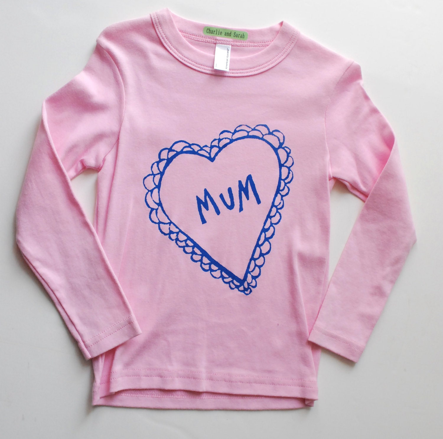Mum Love Vintage Valentines Frilly Lace Tshirt- Red, Fuchsia or Pink