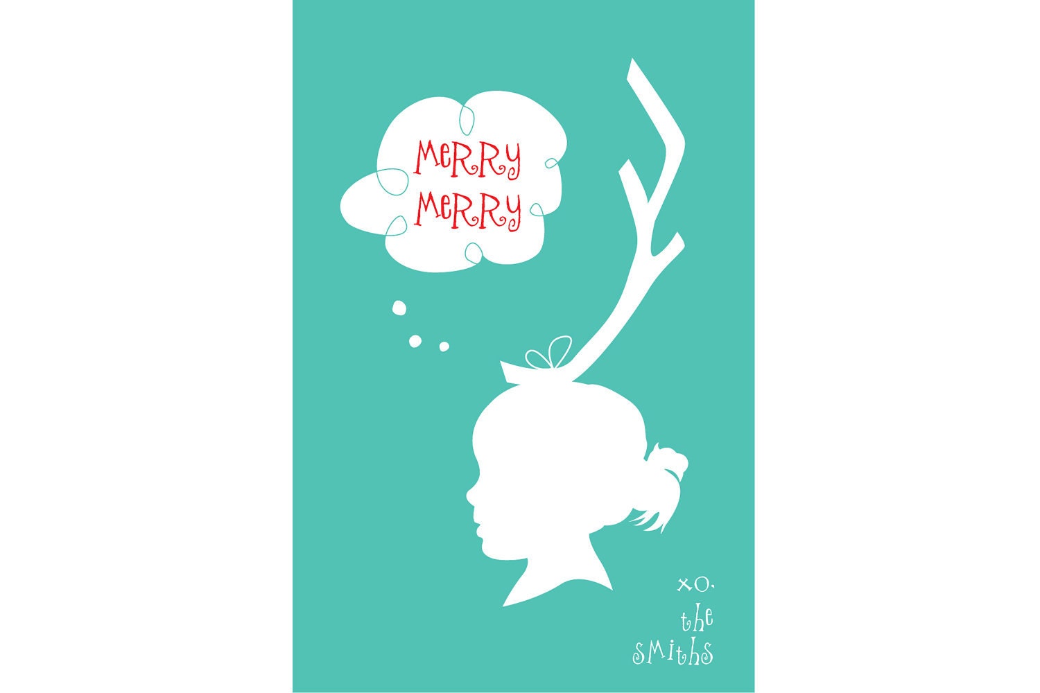 Silhouette Holiday Card or Gift Tags:  Max's Horn - Custom Made Just For You Within Hours