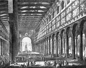 San Paolo fuori le Mura, Rome - Engraving by Piranesi - 1950s fine art reproduction -Built 386 AD