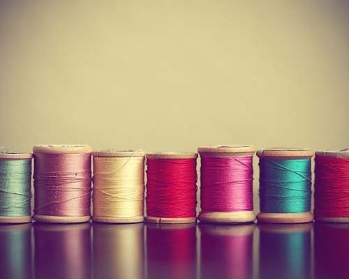 Row of Thread - Metallic Fine Art Still Life Sewing Photograph Print - 4x6 -  Romantic - Earth Tones