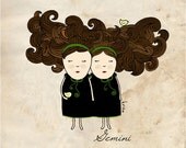 PRINT - Gemini Girl - Zodiac Signs
