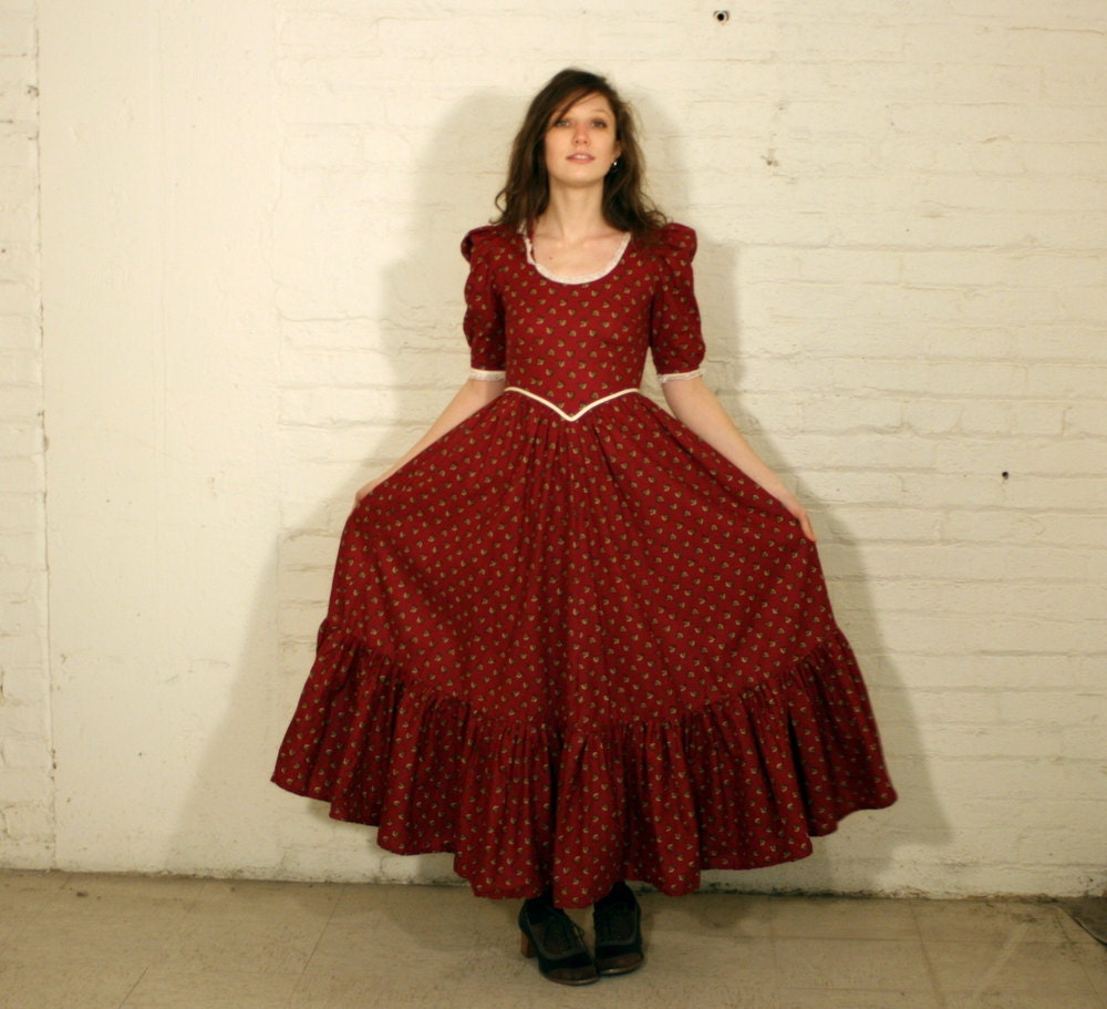 Little FOX on the PRAIRIE - Novelty Print 70s Dress -xs