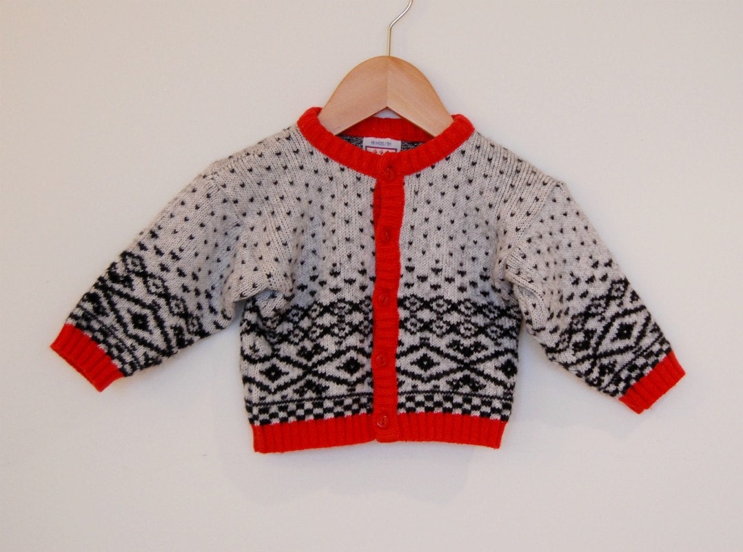Vintage French Designer Knitted Cardigan - Size 12 Months