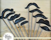 Plastic Mustaches on STEEL RODS - The Evening Soiree - Set of 10 Il_170x135