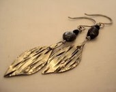 Sterling silver and Labradorite Leaf Earrings