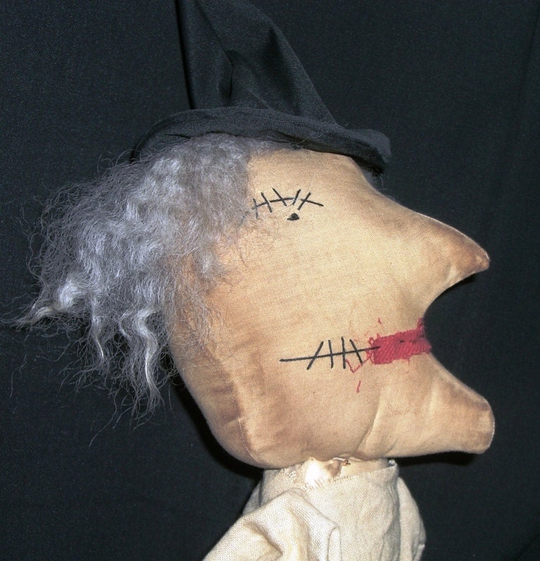 Handmade Primitive Folk Art Hanging or Sitting Witch