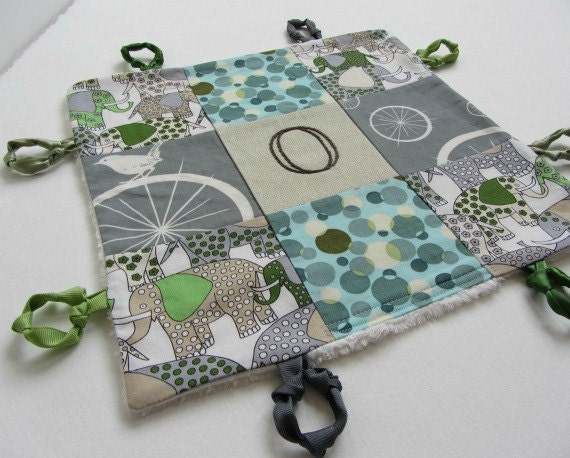 Baby Boy  Lovey with Custom Hand Embroidery and Knotties by Dolce Dreams
