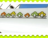 Fire King Mod Floral Casserole Funky milk glass