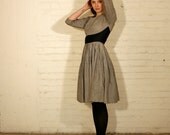 1950s HOUNDSTOOTH  Dress - Black & White - xs