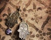 20% OFF Sale Vintage Inspired Jewelry Photo Earrings - Budding Lilacs - original fine art photo - hamsa
