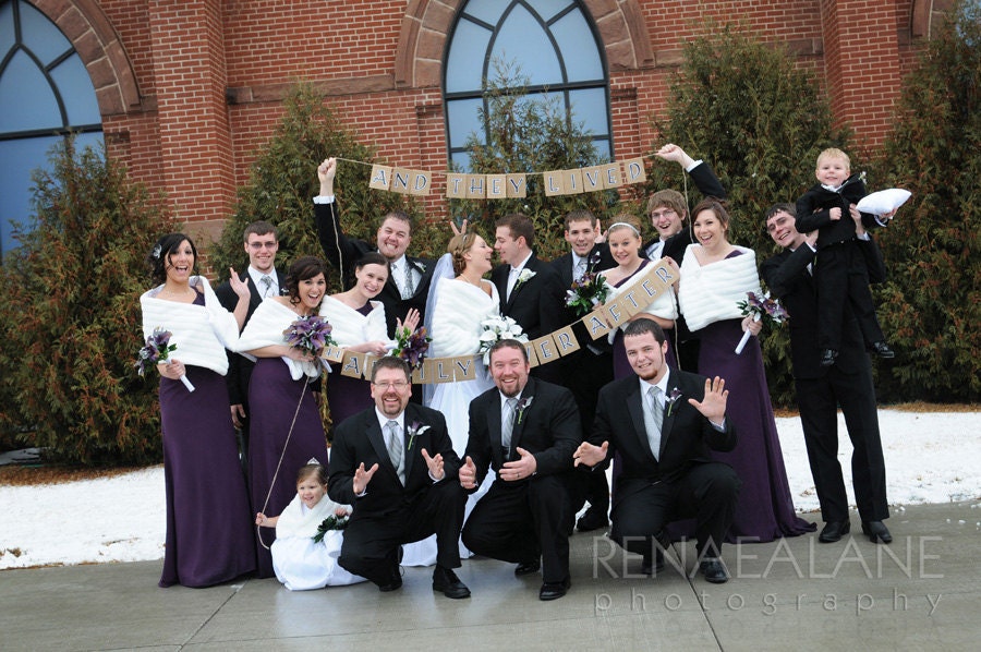 And They Lived HAPPILY EVER AFTER Photo Prop Banner, Custom Colors Available