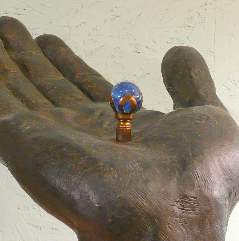 Vintage Lamp Finial - Clear Blue Cat's Eye