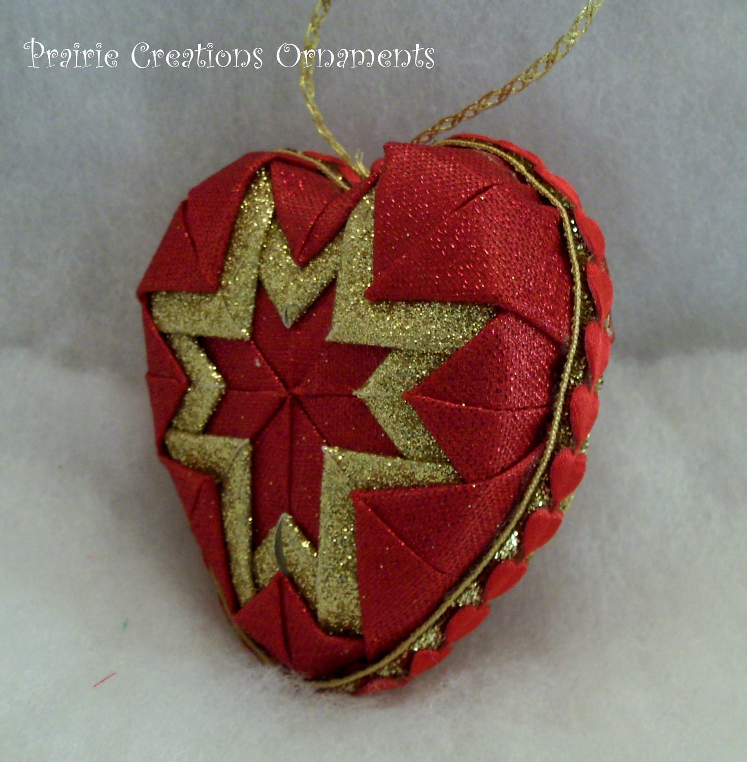 Red & Gold Heart Valentine Quilted Ornament or Bowl Filler