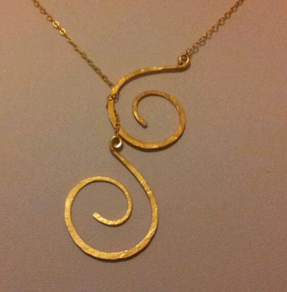4 Designs in a single Necklace, Gold Spiral Necklace, 14K gold-filled necklace, Hammered gold filled spiral,gold necklace,Gold charm