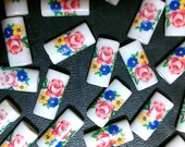 White Porcelain Beads with flower motifs