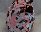 Quilted Ornament Easter Egg Chocolate Bunny