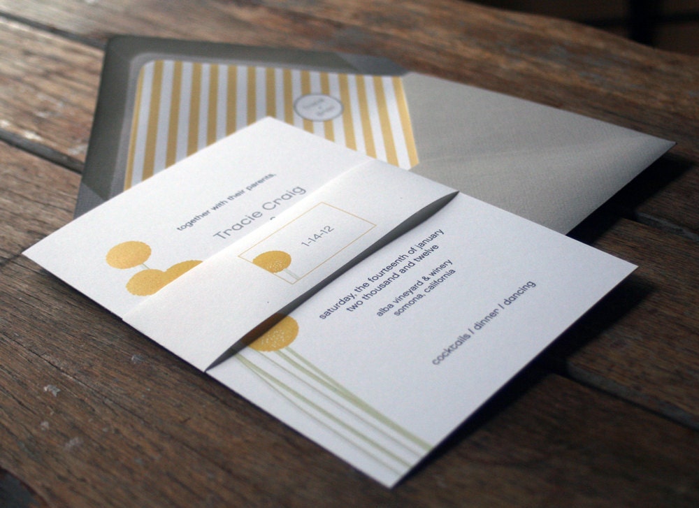 Modern Wedding Invitation Custom Billy Ball or Craspedia