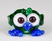 Green Cuckoo Bird Lampwork Glass Bead