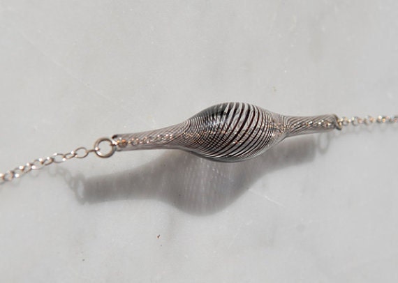 Glass Tube Necklace - Clear with Black Stripes - So Delicate