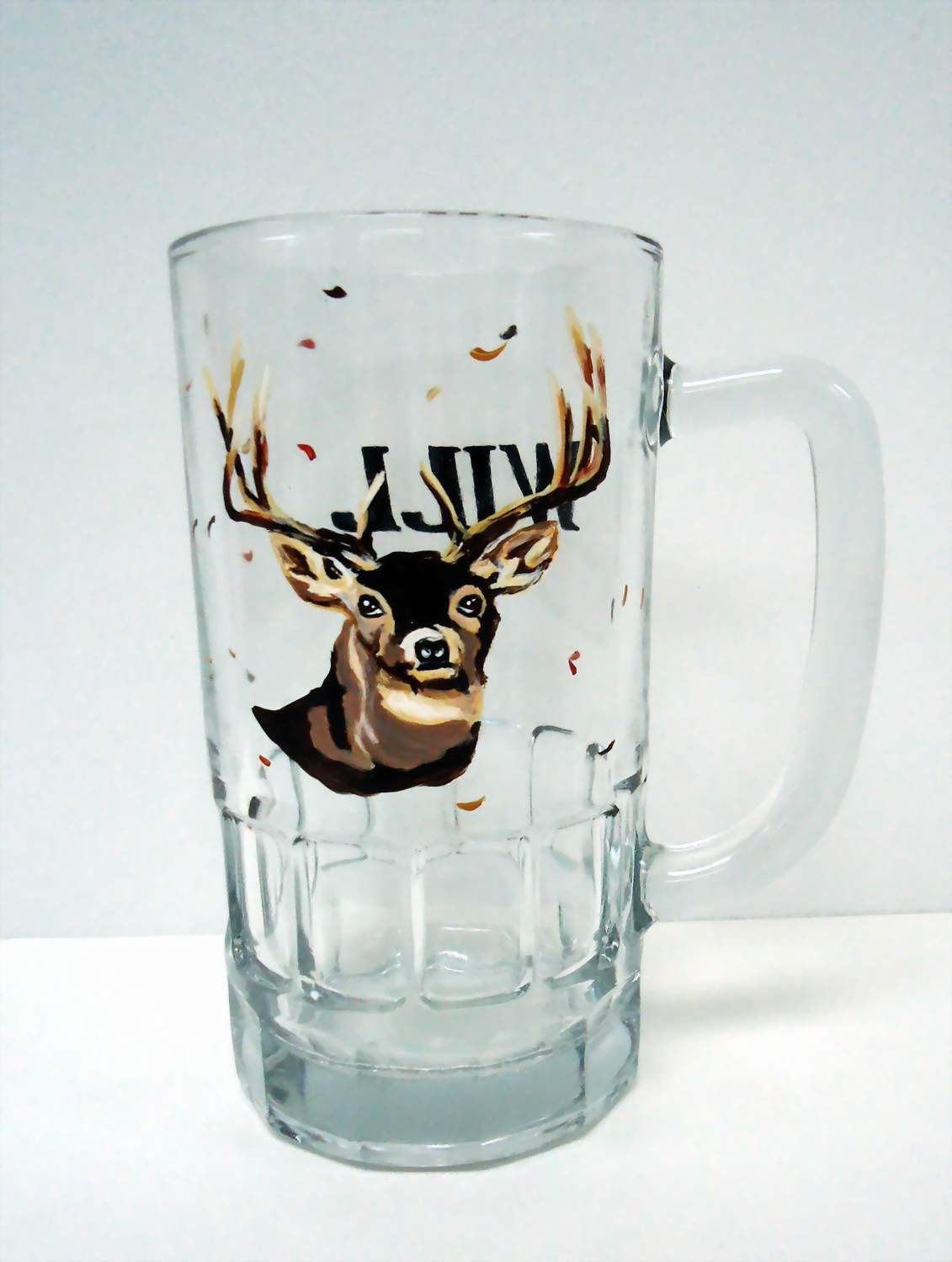 DEER GLASS - hunting mug - personalized painted glass - Pendragonartworks