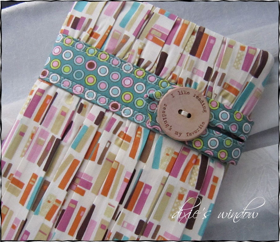 Book Style Case for your Kindle 3 - Kindle Fire - 1st Generation Nook - Nook Color - Nook Tablet / Books in Multi and Dots