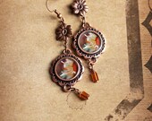 20% OFF Sale Vintage Inspired Jewelry Photo Earrings - Psychedelic Daisy - original fine art photo - colorful daisy