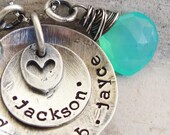 Hand stamped personalized necklace.. hand stamped rustic jewelry.. Mothers Day Gift.. handstamped mommy necklace
