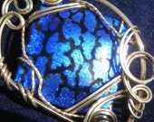 Cobalt Blue and Black Dichroic Pendant in Sterling Silver