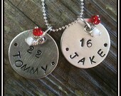 Sterling Silver Stamped Personalized Name & Number Pendant