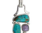 Turqoise, Charoite and Black Onyx Pendant set in Sterling Silver  pturh1961
