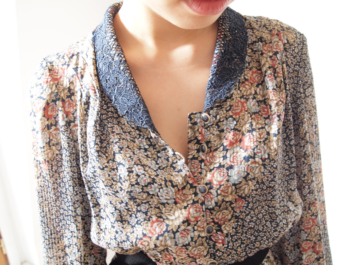 Vintage spring flower dress, small - medium, Japanese