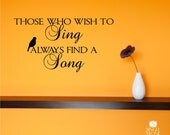 Wall Decals Wish To Sing -  Music Song Vinyl Text Wall Words Stickers Art