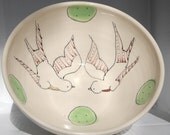 Wedding Gift- Love Birds Bowl - Handmade Ceramic Serving Bowl- Made to Order