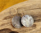 Riveted Silver Alloy Disc Earrings
