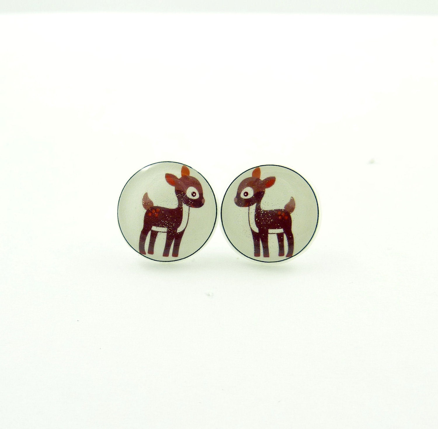 Deer Earrings.  Resin Earrings.   Forest Animal Resin Post Earrings.