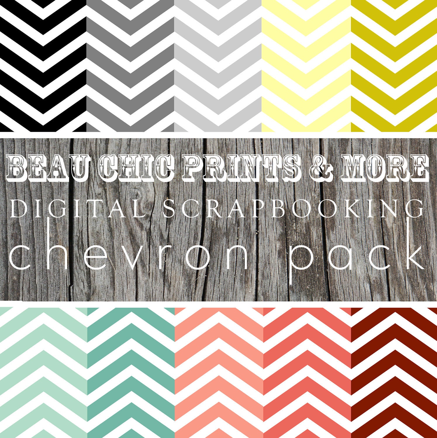 Chevron Patterns Digital Scrapbooking Pack Multiple Colors- Turquoise, Gray, Yellow, Pink, Blue