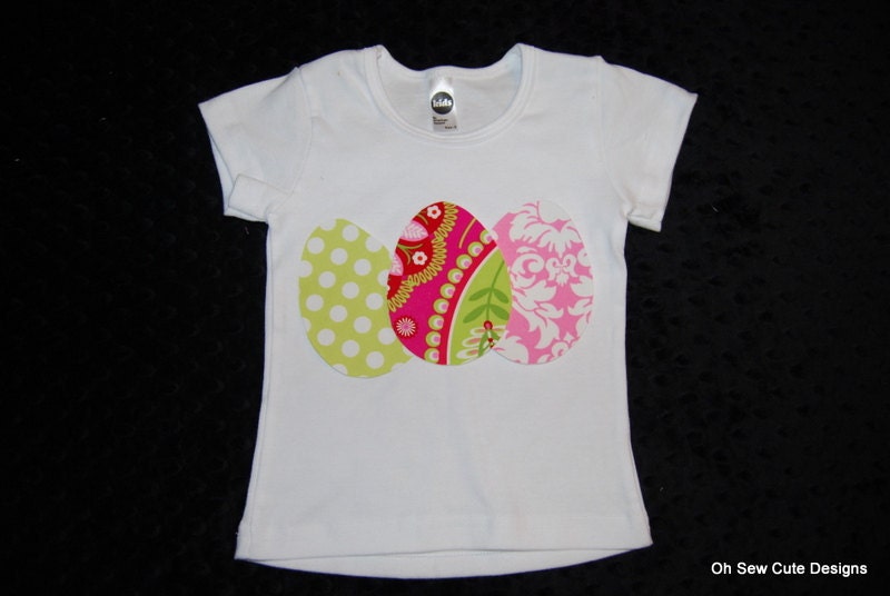 Cute Girly Easter Eggs Appliqued Onesie or Tee