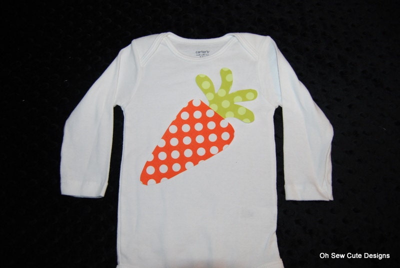 Cute Little Carrot Appliqued Onesie or Tee