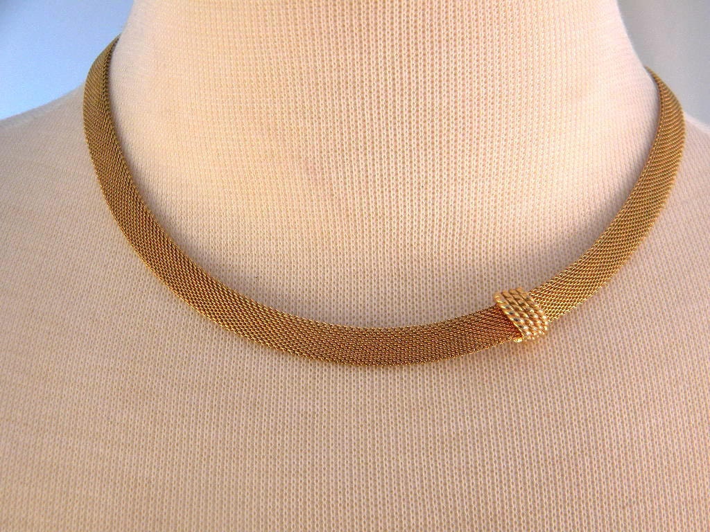 Vintage Gold tone mesh style Choker Necklace