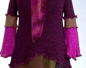 Plus Size Tunic, Plum Brown and Fuchsia, Size Extra Large (16-18-20)