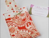 Orange and White print Fabric Card Holder with Snap, Gemma, A Fabric Mommy Play Date Card Holder