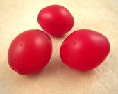 3 African Beads, African Trade Beads, Ethiopian,Trade Beads, Red Glass Trade Beads, Tomato, Pigeon Egg Bead