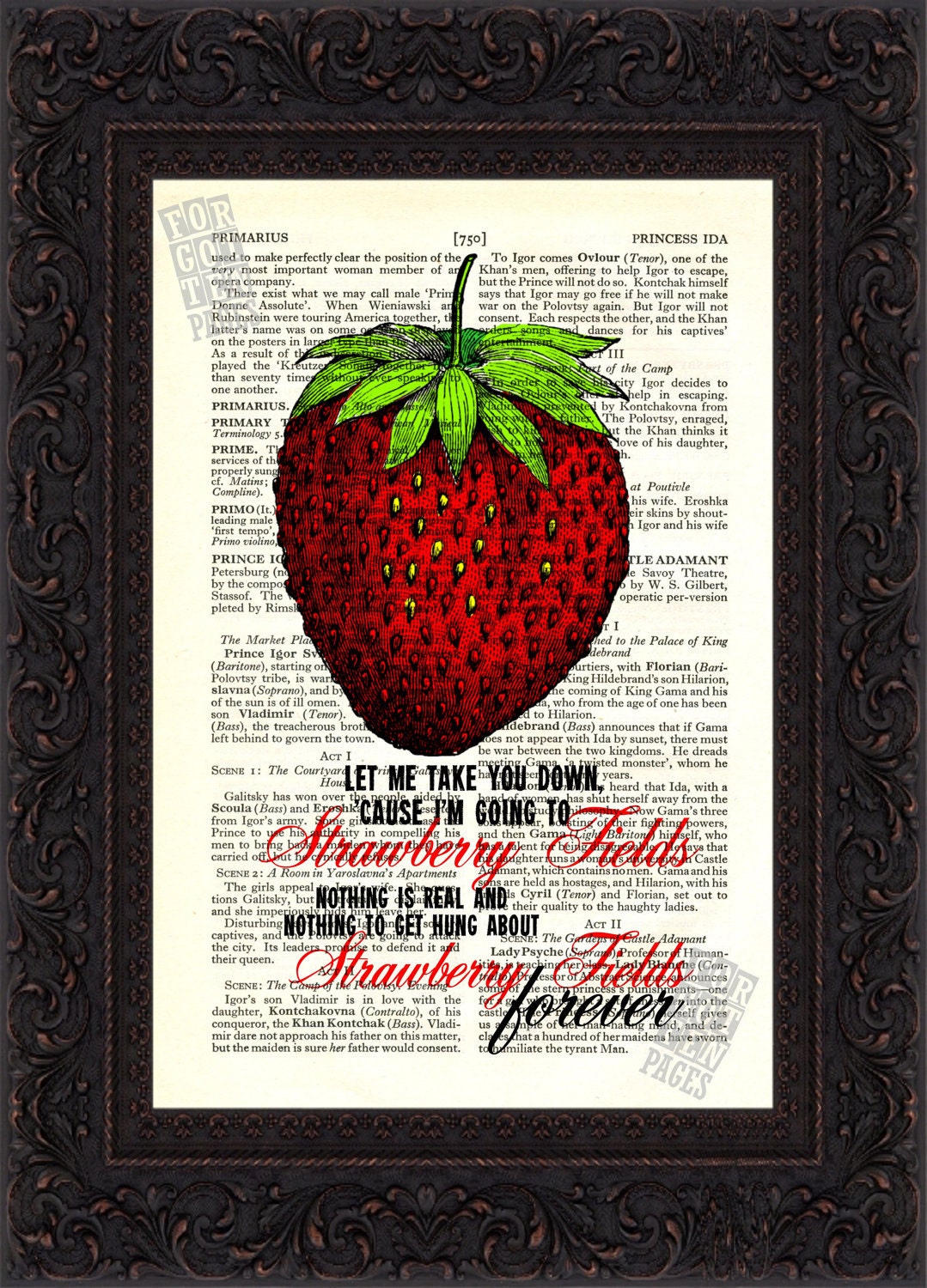 The Beatles Strawberry Fields Forever on upcycled Vintage Page
